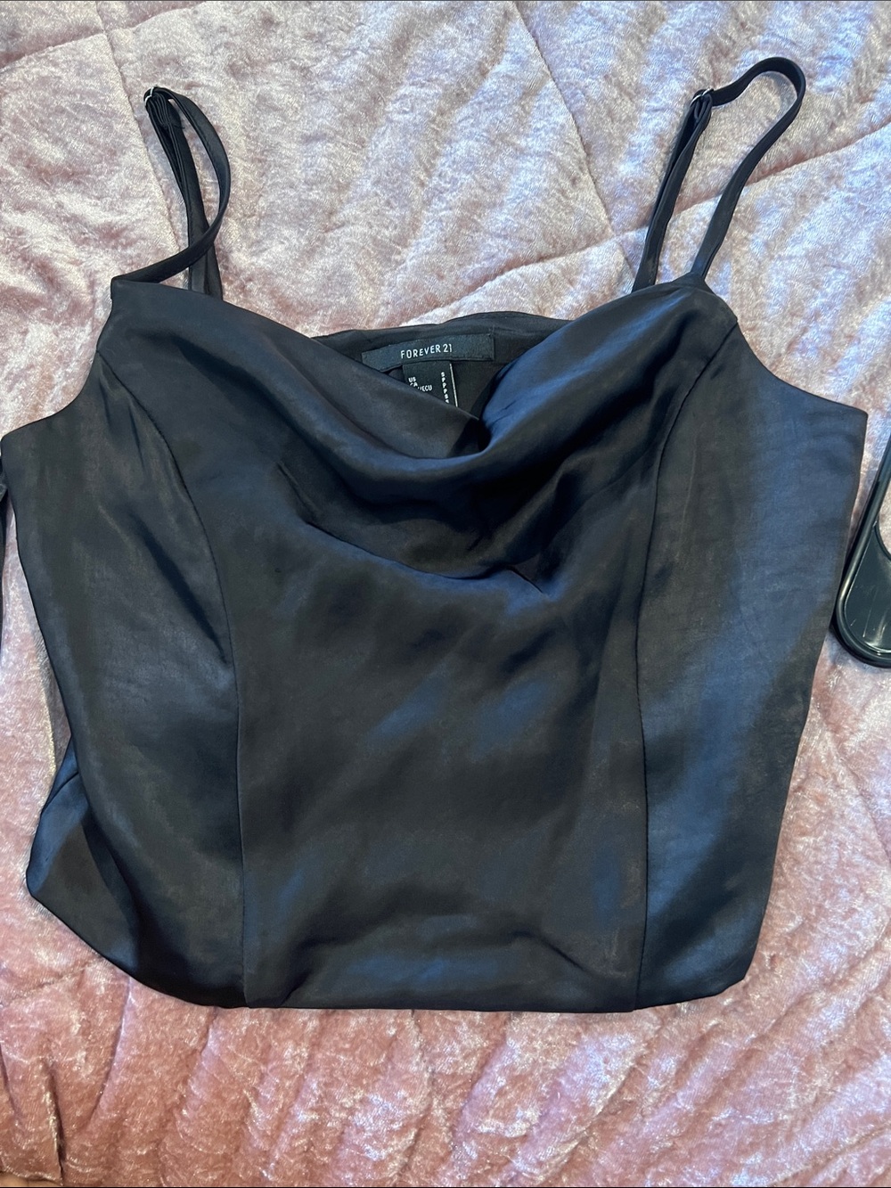 Forever 21 Black Satin Cowl Neck Cami
